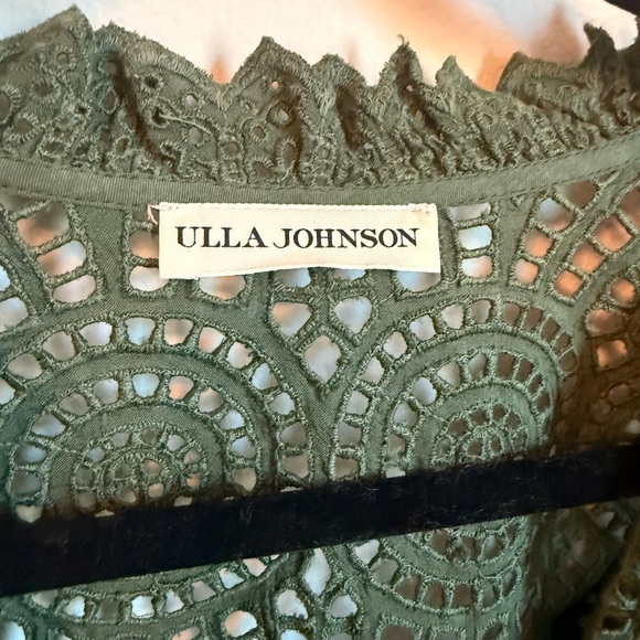 Ulla Johnson Green Ruffle Cap Sleeve Blouse - Picture 3 of 8